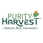 Purity Harvest logo: green wordmark with a leaf accent and the tagline 'Nature's Best, Harvested'.