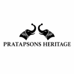 Logo featuring two stylized elephant heads facing each other above the text 'Pratapsons Heritage'.